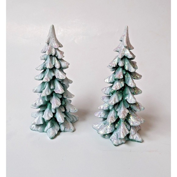 Department 56 Frosted Glitter Fir Evergreen Pine Trees Set of 2 Christmas 6 Inch - Picture 2 of 7
